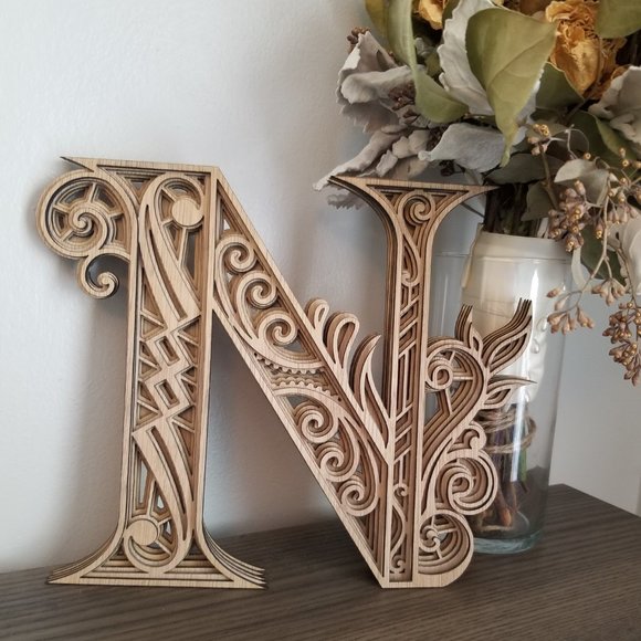 Letter A B C D E F G H I-Wood Multi-layer Monogram - Picture 14 of 16